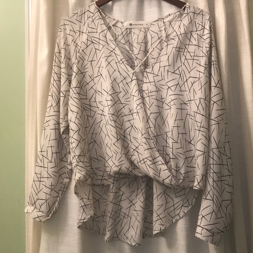 Black and White Crisscross Blouse